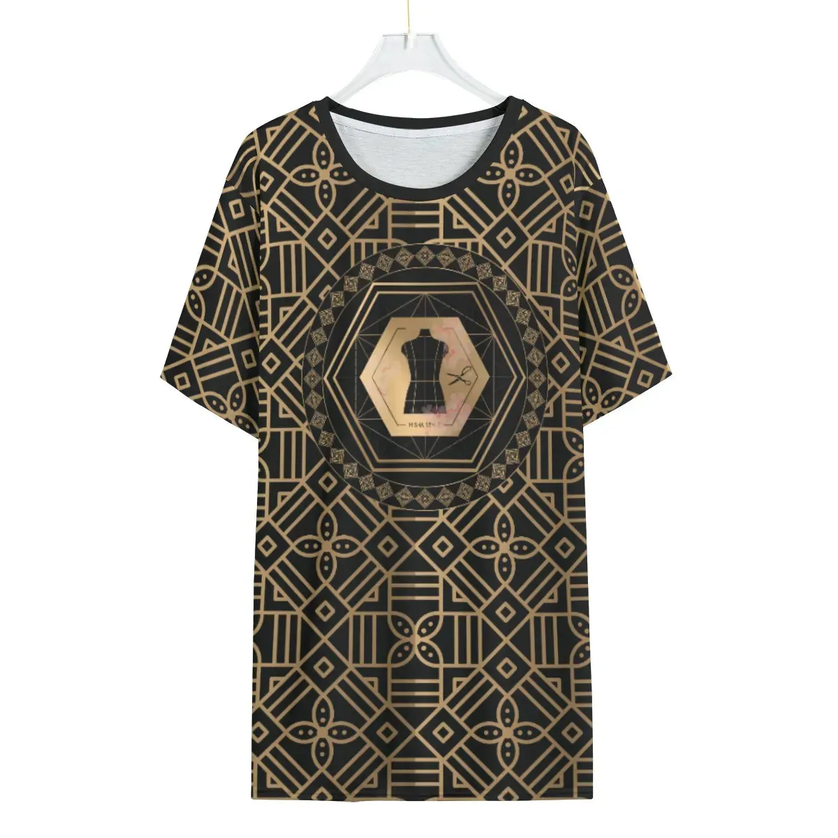 Decoration Gold Black O-Neck T-Shirt