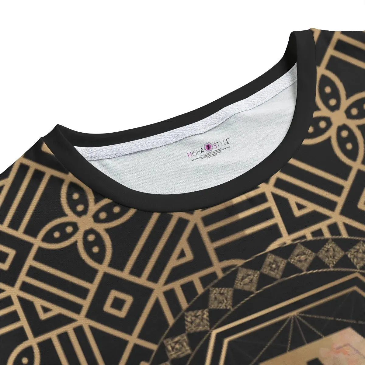 Decoration Gold Black O-Neck T-Shirt