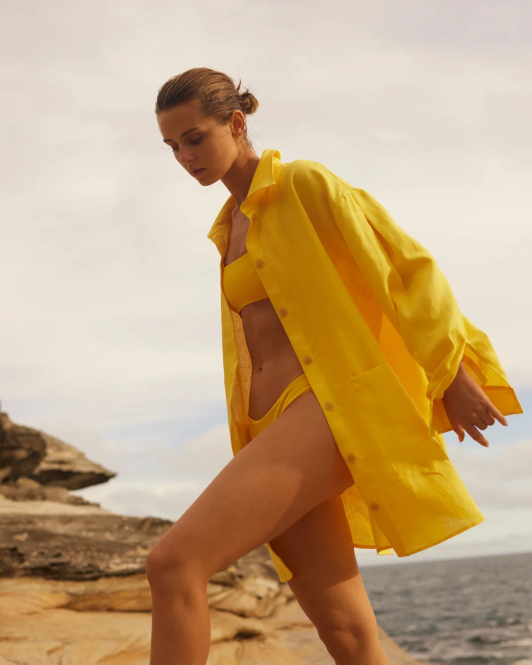 Delphi Oversize Shirt Dress - Daffodil