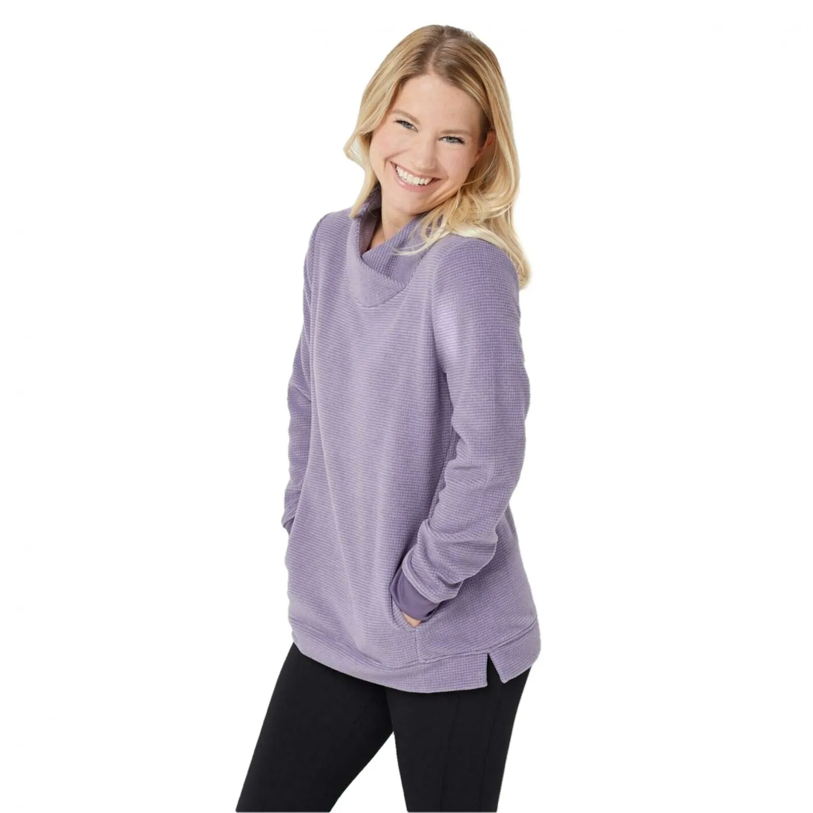 Denim & Co. Women's Petite Chenille Fleece Tunic Top With Shawl Collar