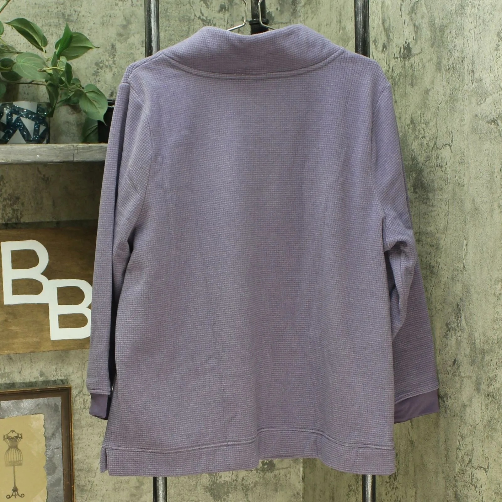 Denim & Co. Women's Petite Chenille Fleece Tunic Top With Shawl Collar