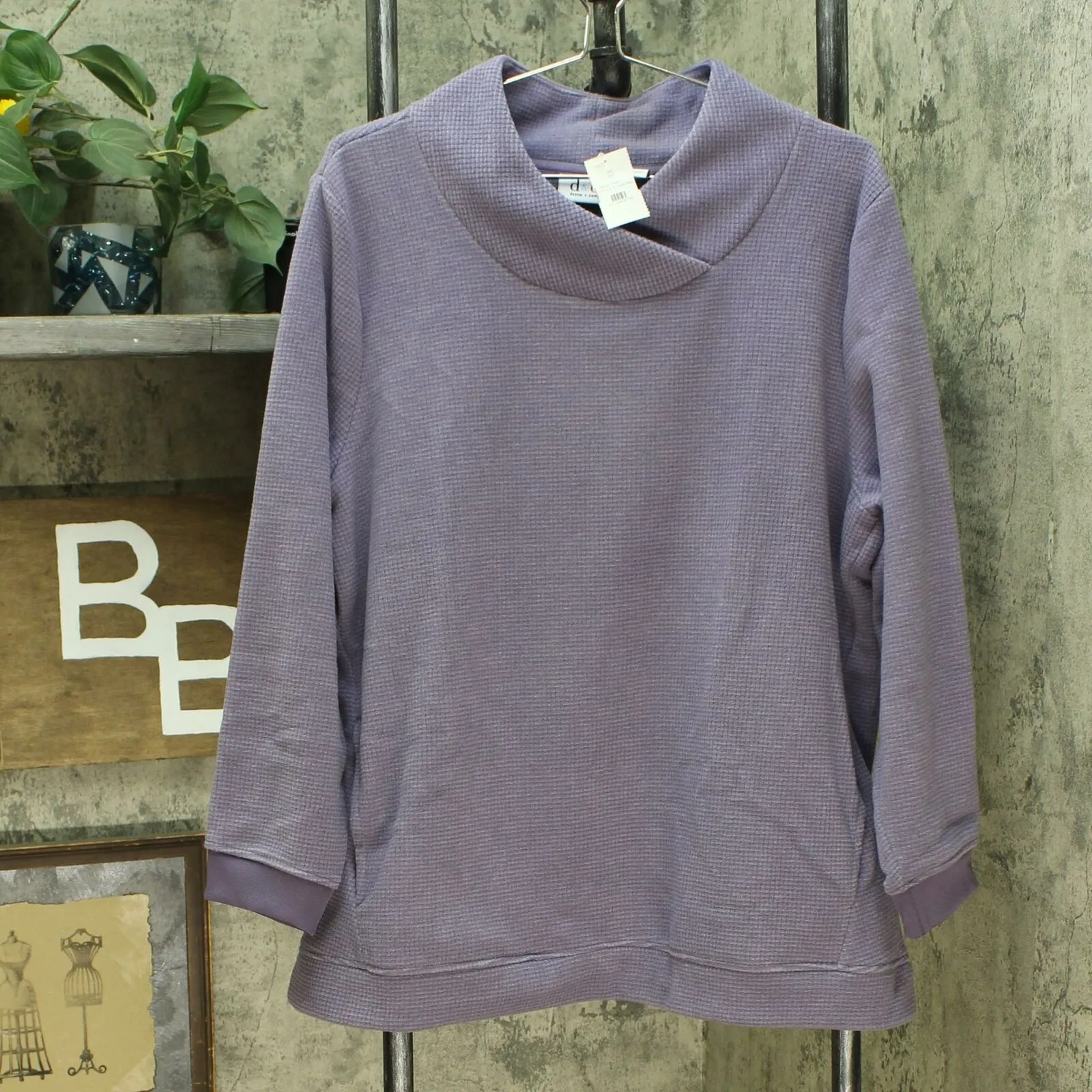 Denim & Co. Women's Petite Chenille Fleece Tunic Top With Shawl Collar