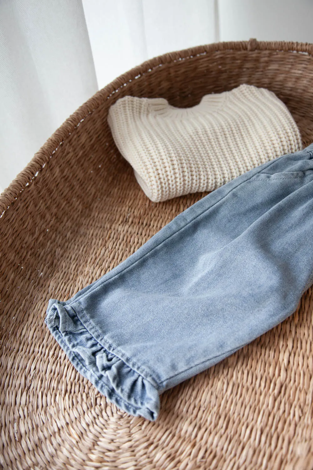 Denim Frill Hem Oversized Jeans