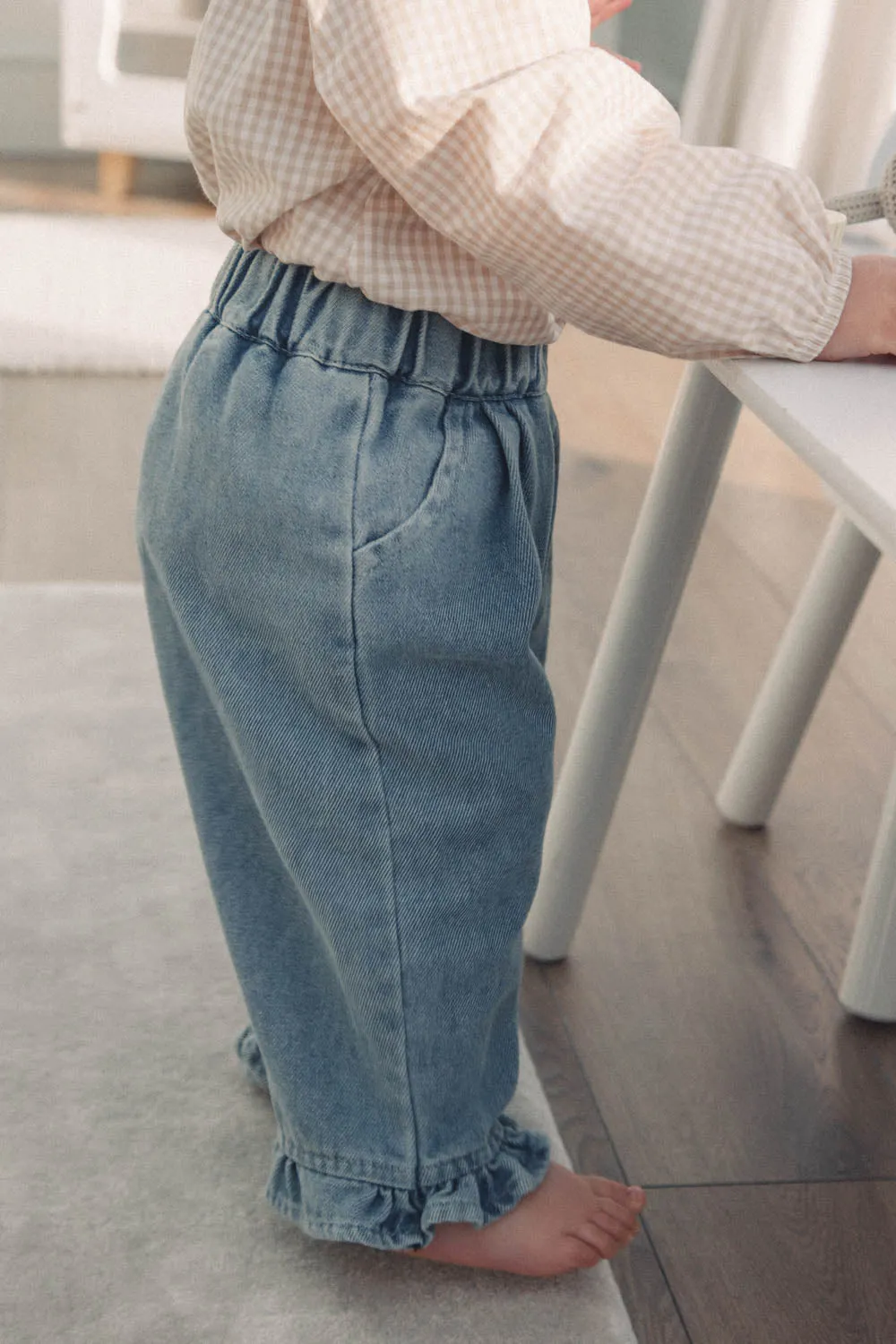 Denim Frill Hem Oversized Jeans