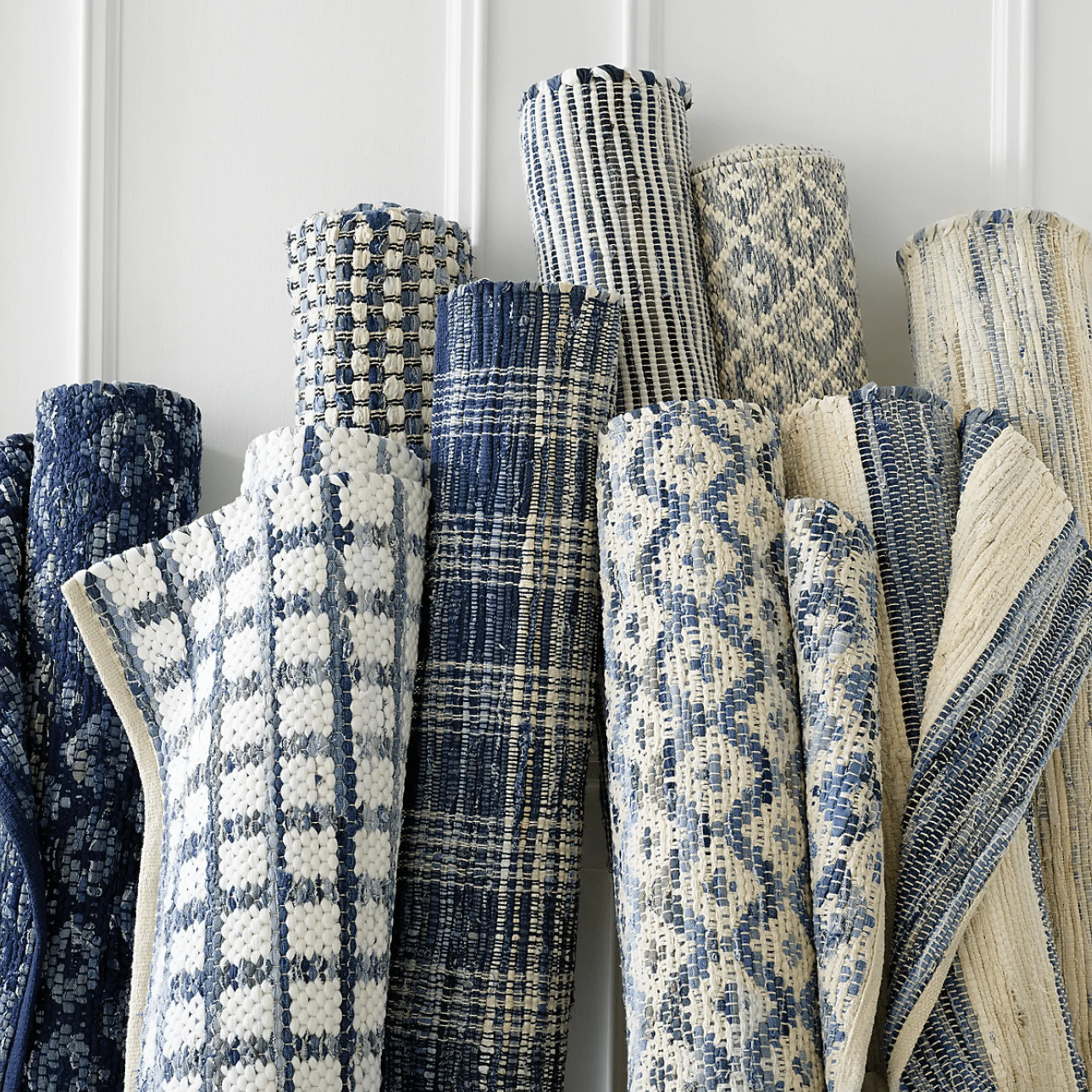 Denim Rag Ribbed Handwoven Cotton Rug