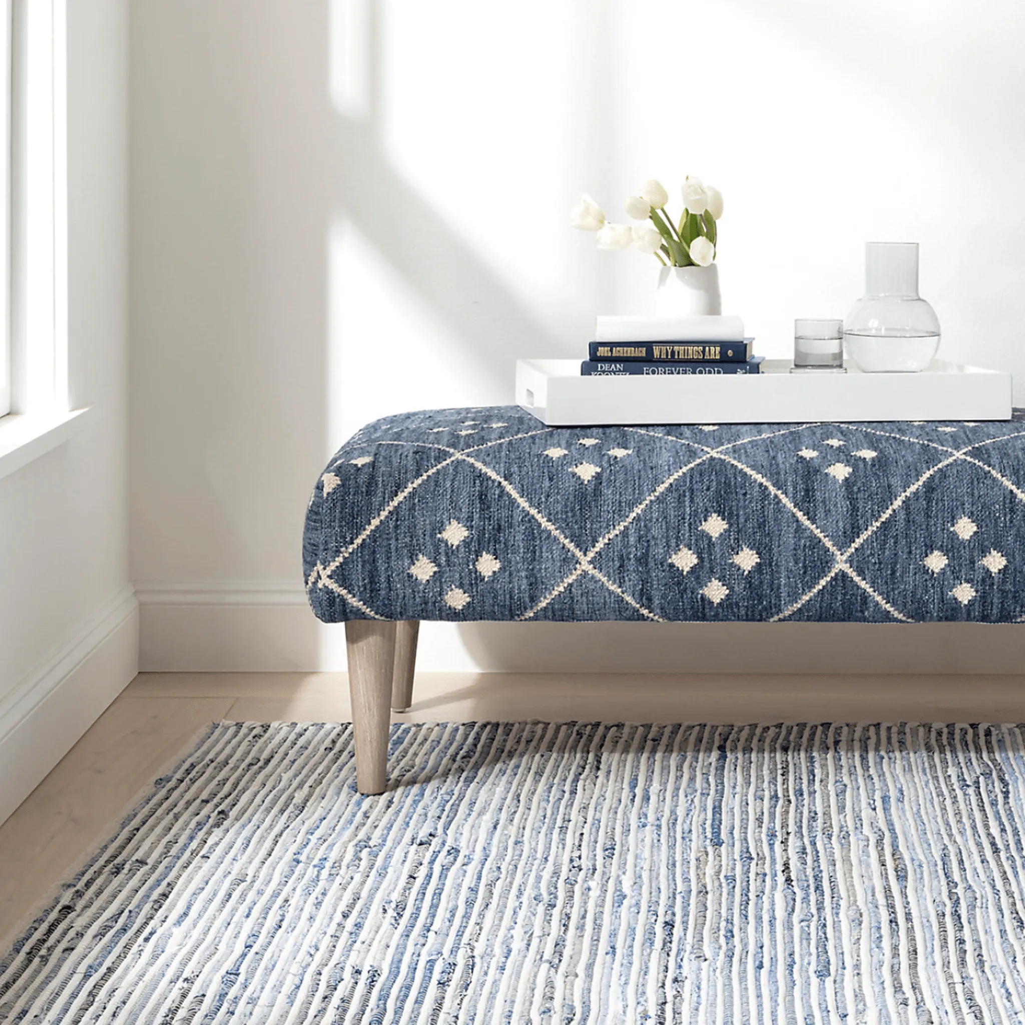 Denim Rag Ribbed Handwoven Cotton Rug