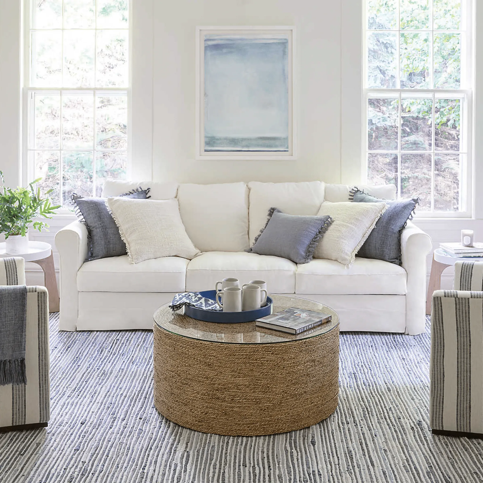 Denim Rag Ribbed Handwoven Cotton Rug