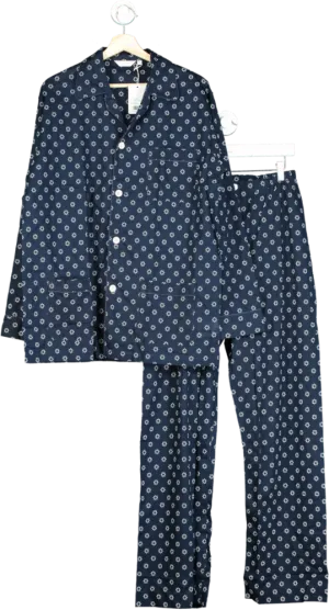 Derek Rose Navy Classic Fit Pyjamas Nelson 102 Cotton Batiste UK M