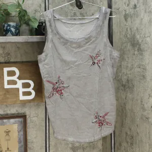 DG2 by Diane Gilman Women's Embroidered Star Tank Top Gray Large