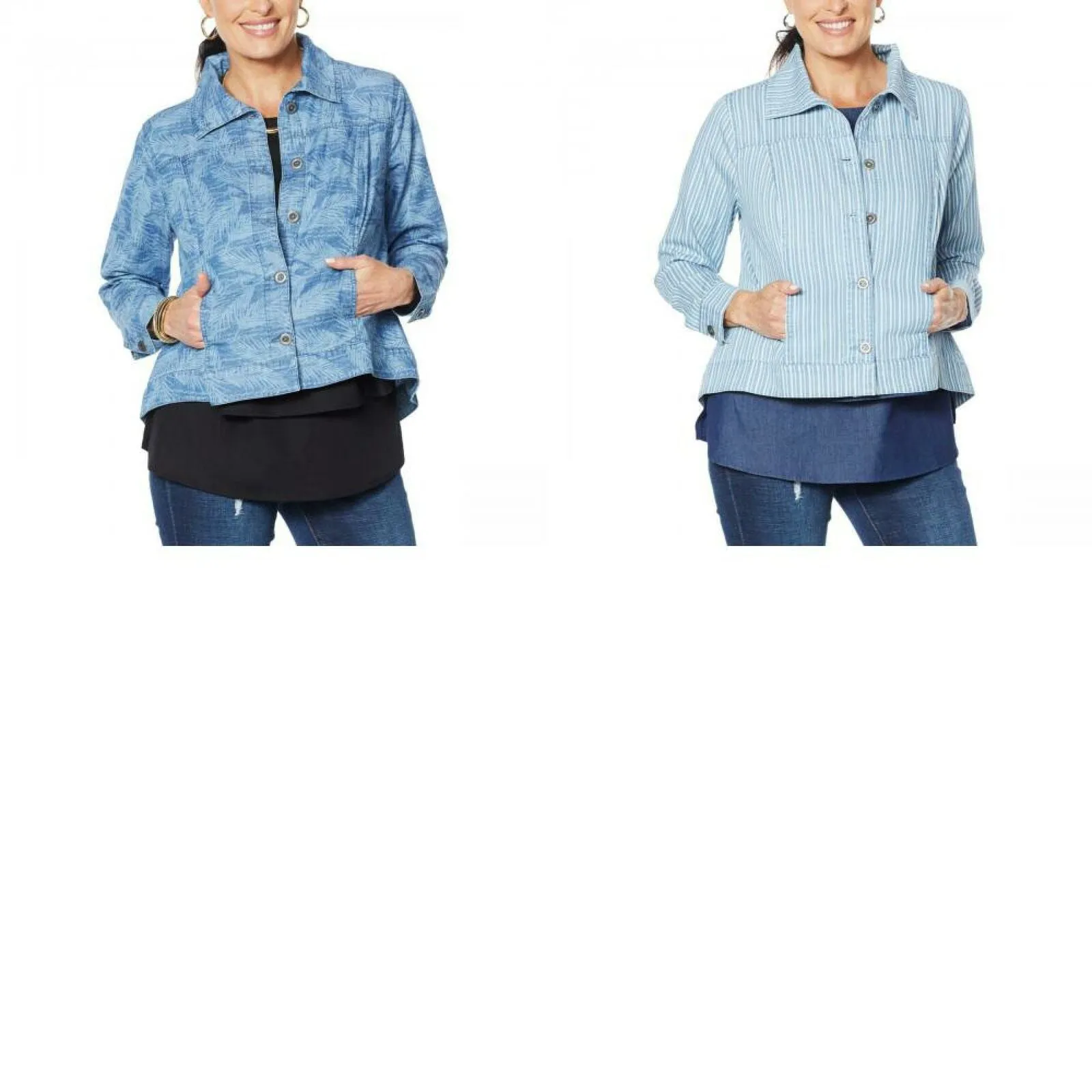 DG2 by Diane Gilman Women's Plus Size SoftCell Lightweight Chambray Jacket