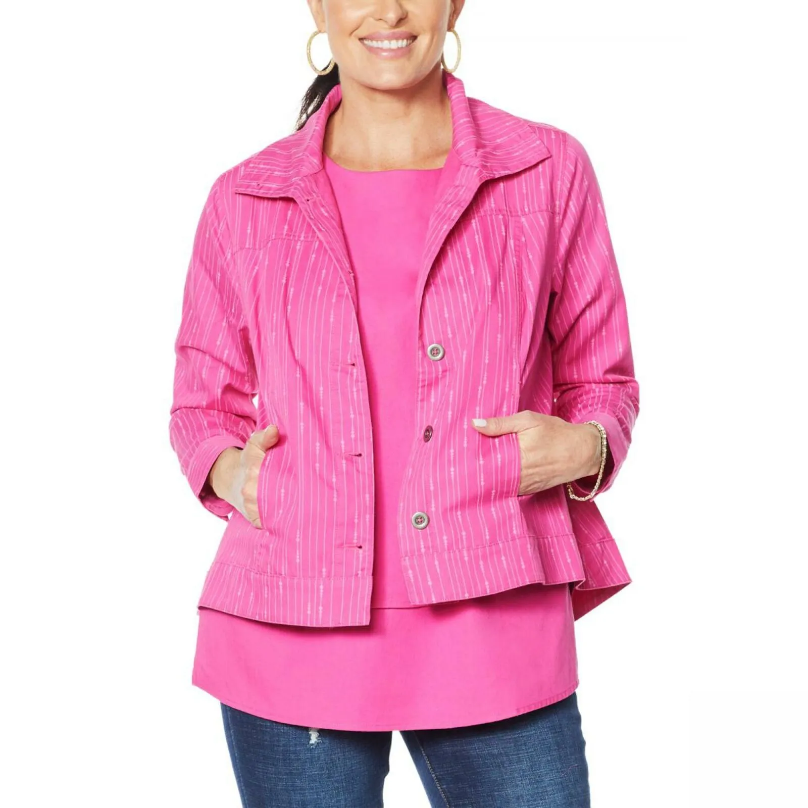 DG2 by Diane Gilman Women's Plus Size SoftCell Lightweight Chambray Jacket
