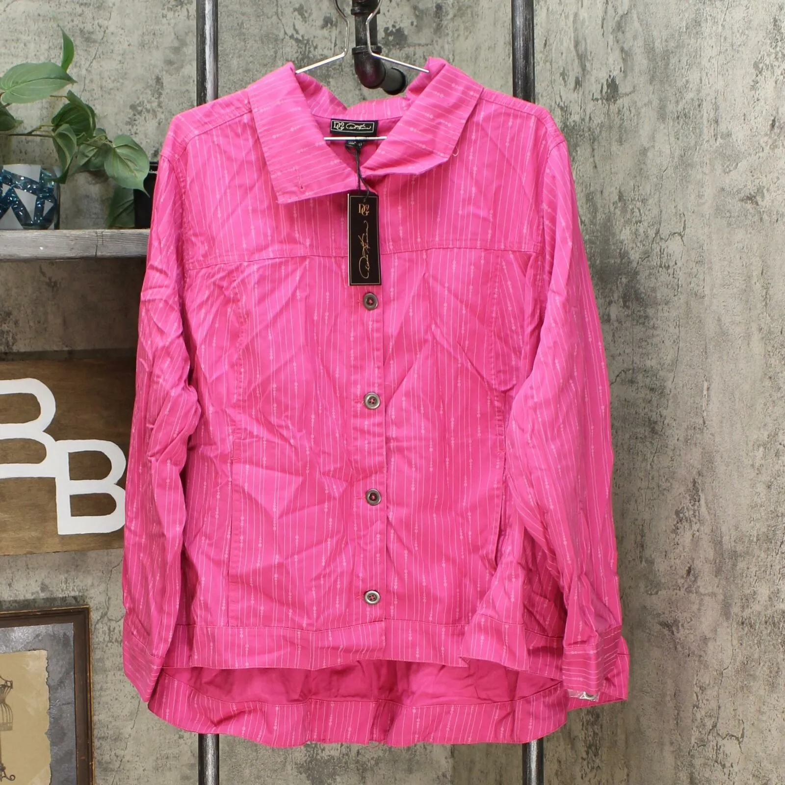 DG2 by Diane Gilman Women's Plus Size SoftCell Lightweight Chambray Jacket