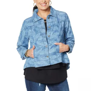DG2 by Diane Gilman Women's Plus Size SoftCell Lightweight Chambray Jacket
