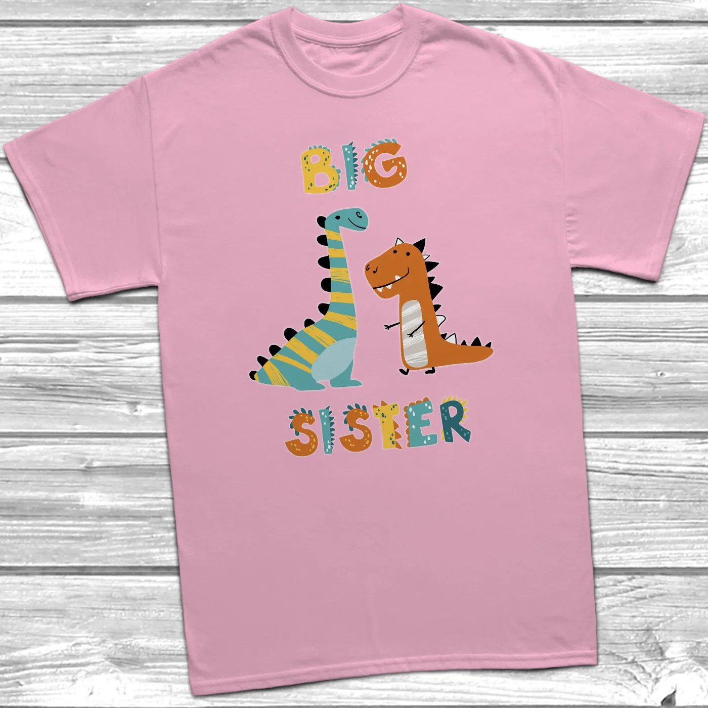 Dinosaur Big Sister Little Sister Pink T-Shirt Baby Grow Set