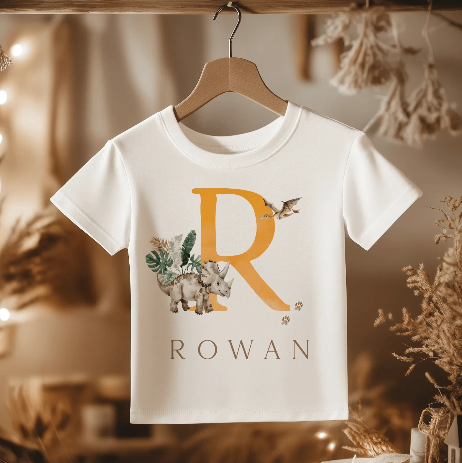 Dinosaur With Initial Personalised Toddler & Kids T Shirt