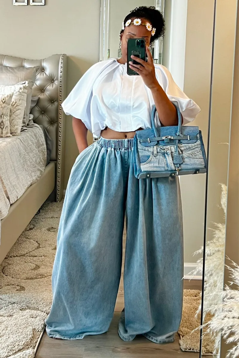 Dioor Denim Wide Leg Pants ***NEW COLORS! LG FITS PLUS! READ FULL DESCRIPTION BEFORE ORDERING!!***