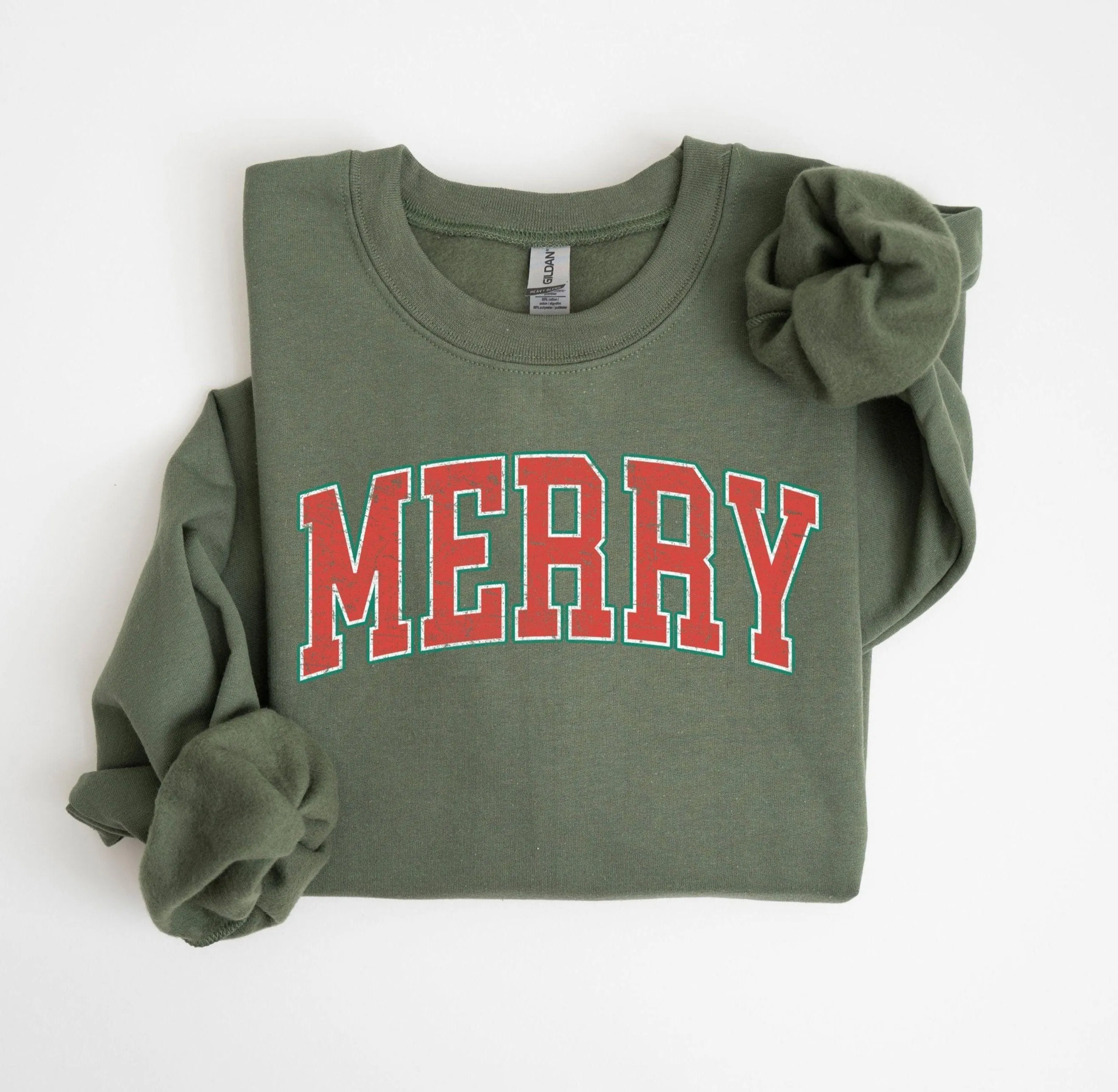 Distressed Vintage Merry Oversized Christmas Sweater
