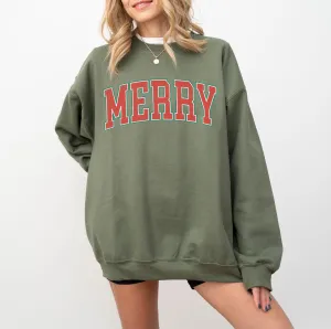 Distressed Vintage Merry Oversized Christmas Sweater