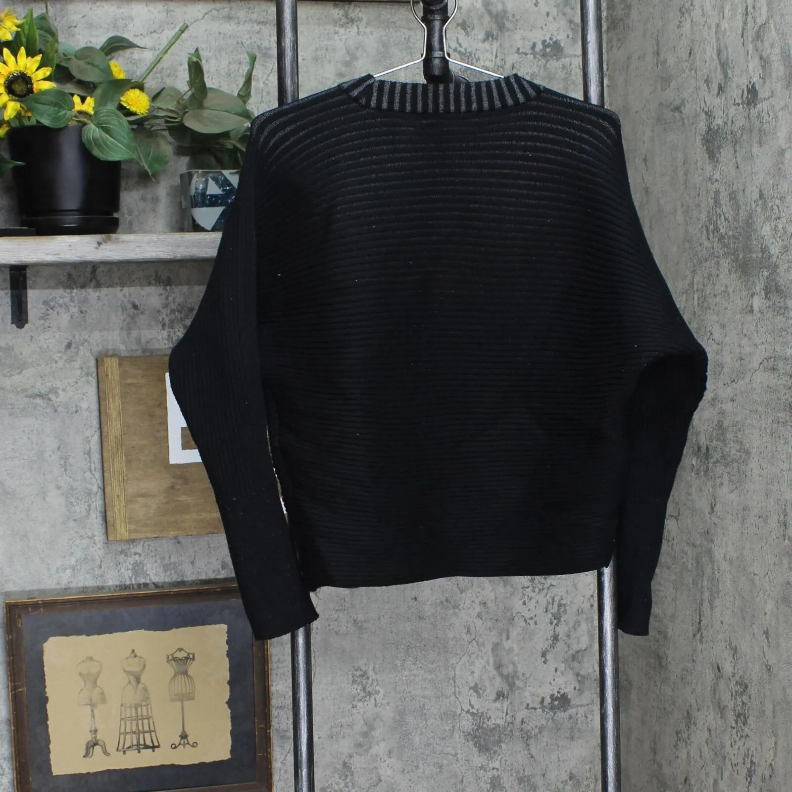 Dkny Jeans Women's Ottoman-Rib Dolman-Sleeve Sweater E3GSAK89 Black S