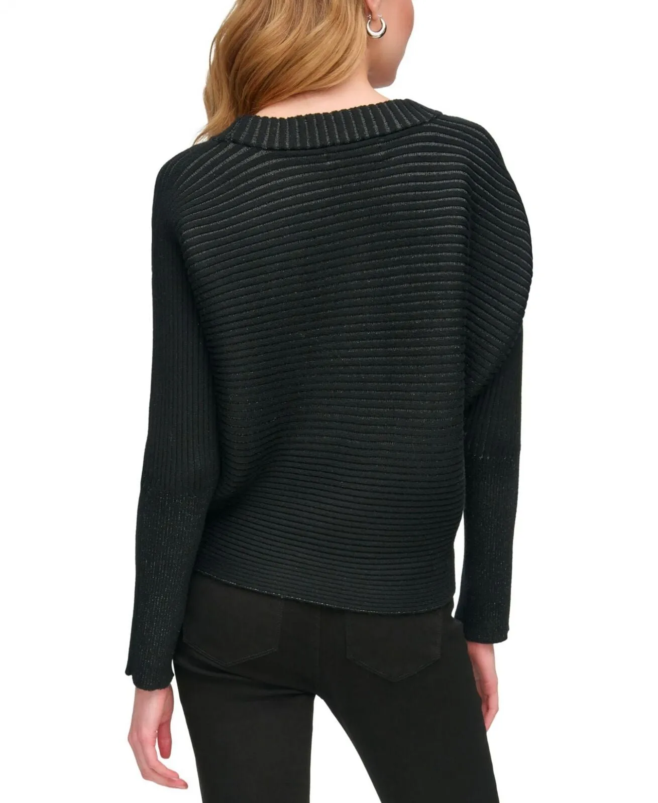 Dkny Jeans Women's Ottoman-Rib Dolman-Sleeve Sweater E3GSAK89 Black S