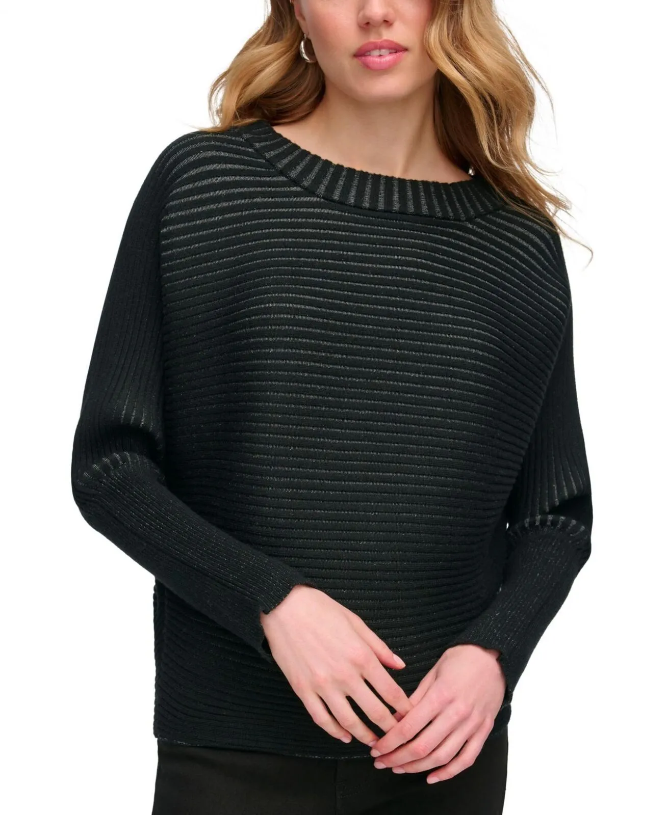 Dkny Jeans Women's Ottoman-Rib Dolman-Sleeve Sweater E3GSAK89 Black S