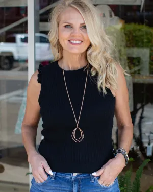 DON'T LET GO RIBBED TOP - BLACK