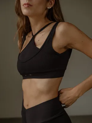 DOUBLE X SEAMLESS CROP TOP - SHADOW