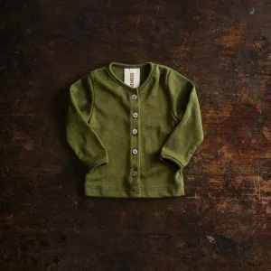 Dove Baby Cardigan - Merino Wool & Silk - Moss
