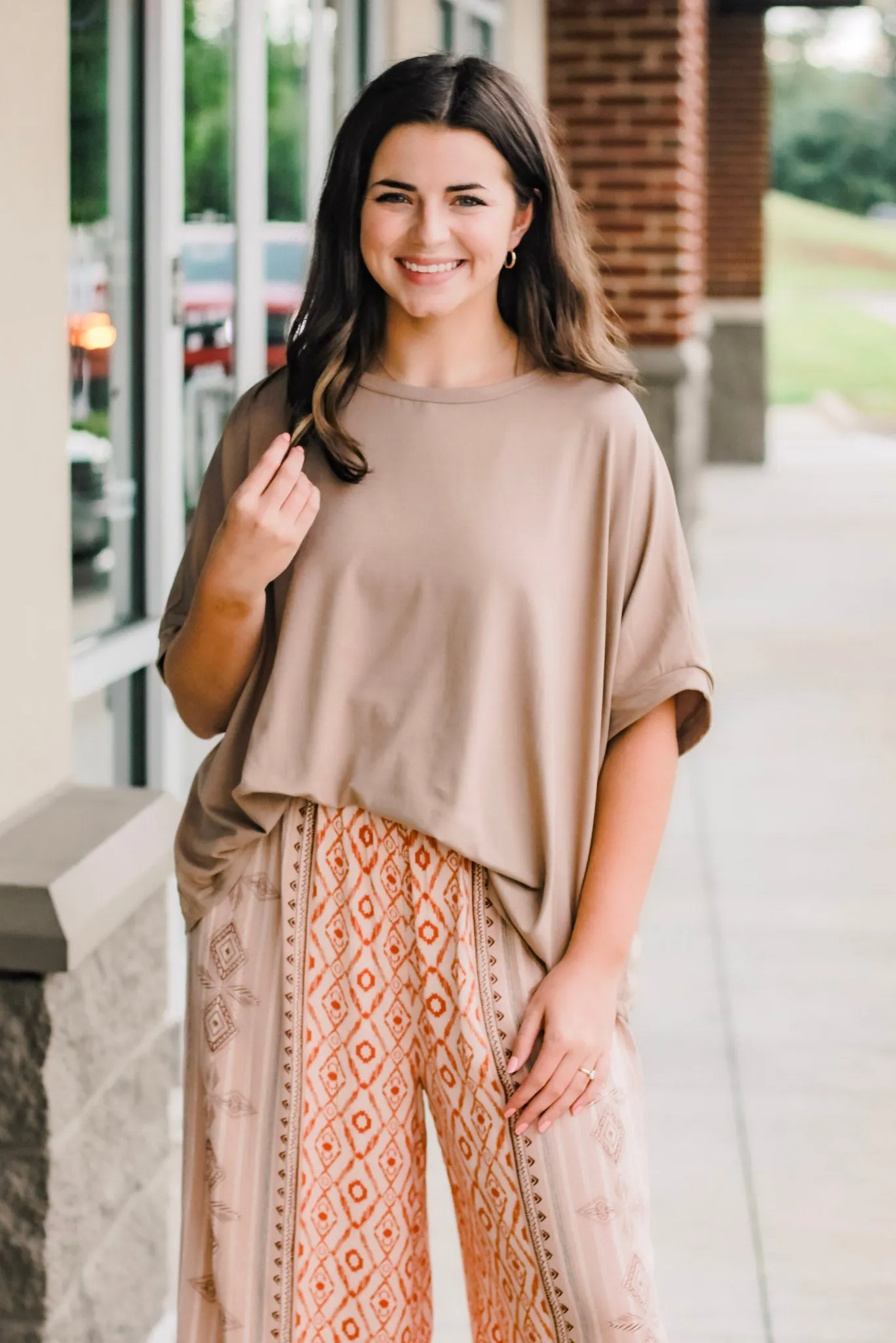 Dream Tee Almond Dolman Sleeve Top