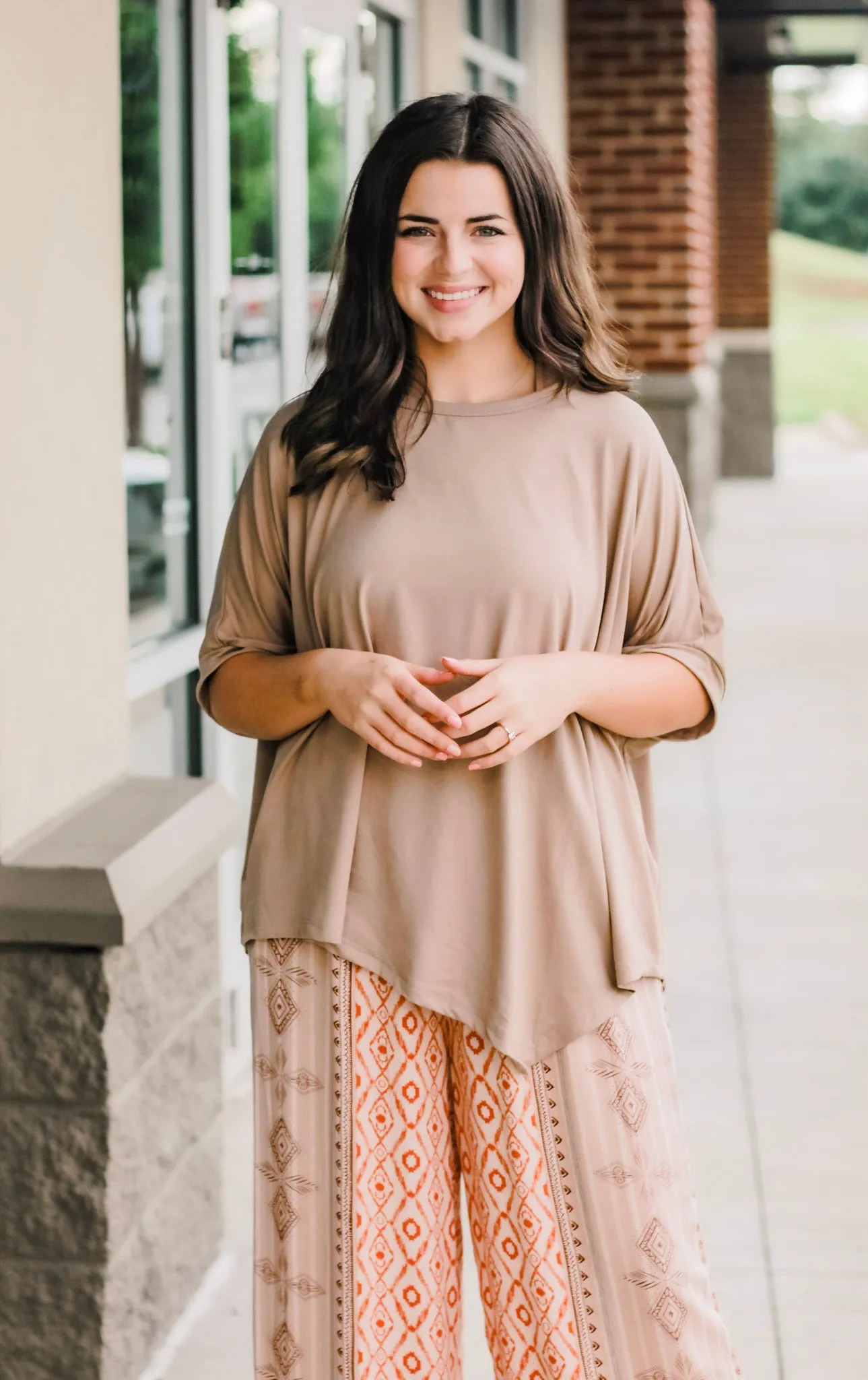 Dream Tee Almond Dolman Sleeve Top