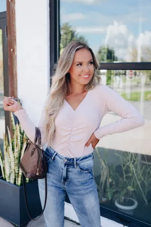 Drew Ruched Front Crop Top - Mauve