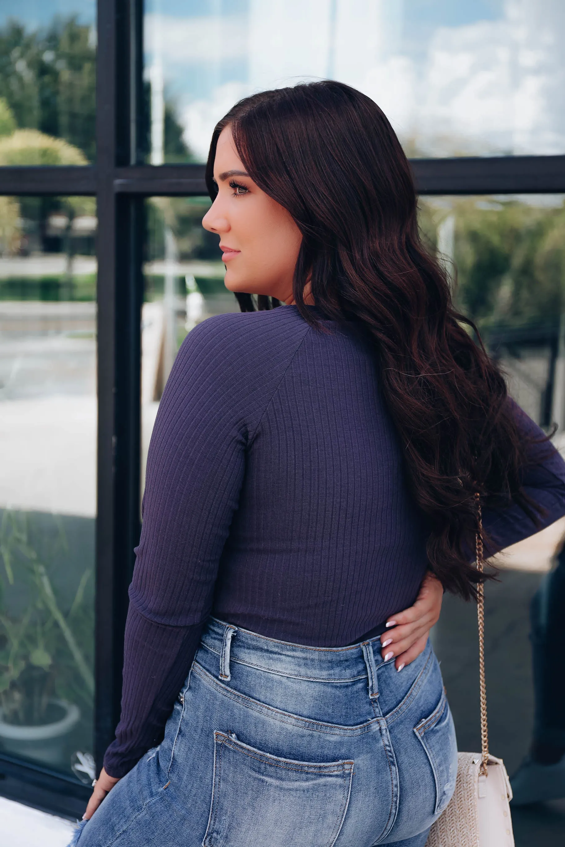 Drew Ruched Front Crop Top - Navy