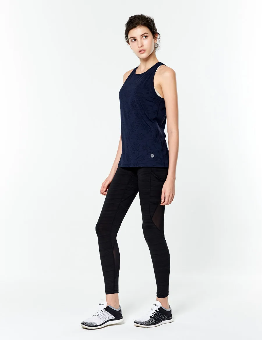 easyoga LESPIRO Forth River Tights - D50 Black Gray Stripe
