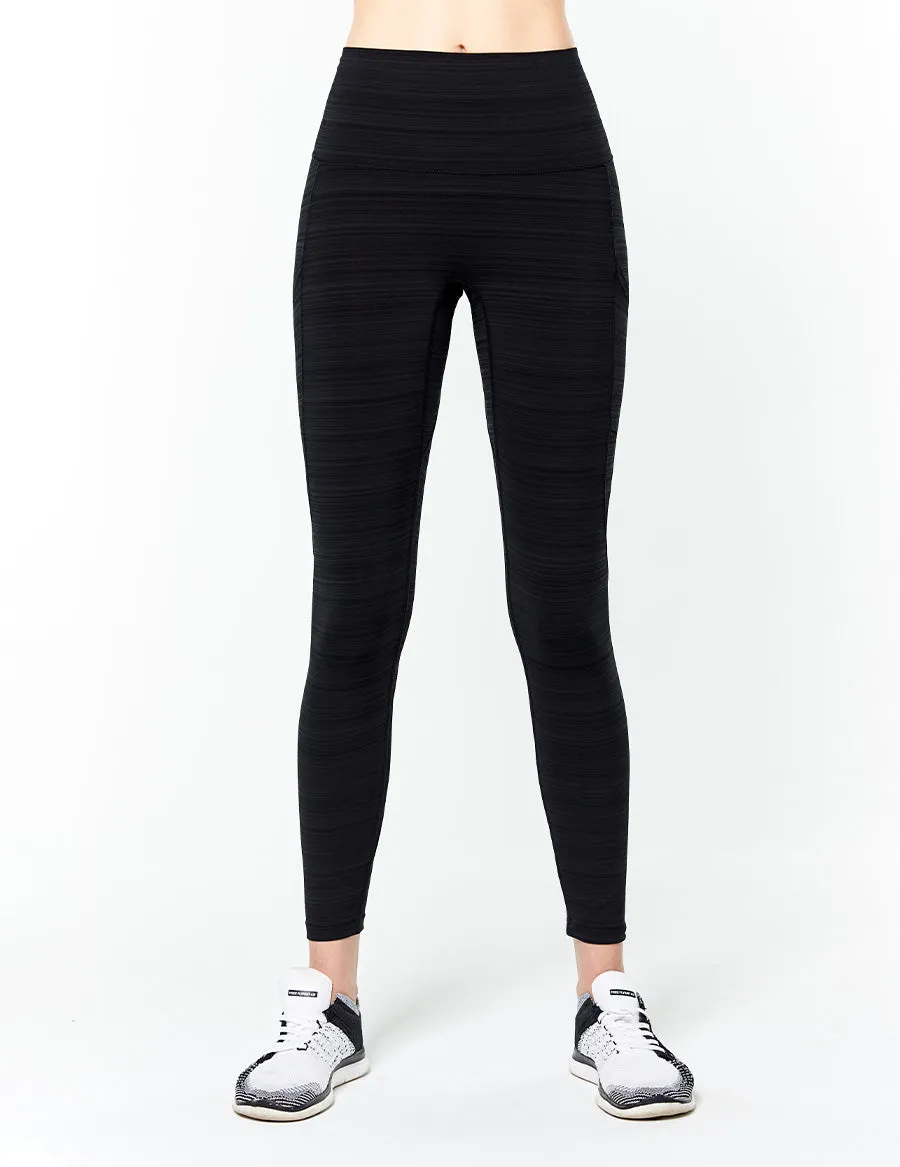easyoga LESPIRO Forth River Tights - D50 Black Gray Stripe