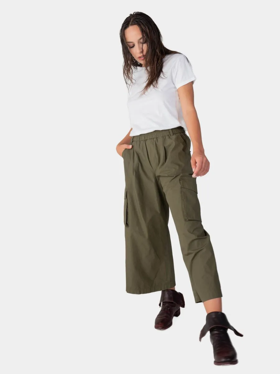 Elastic Waist Cotton Cargo Pant