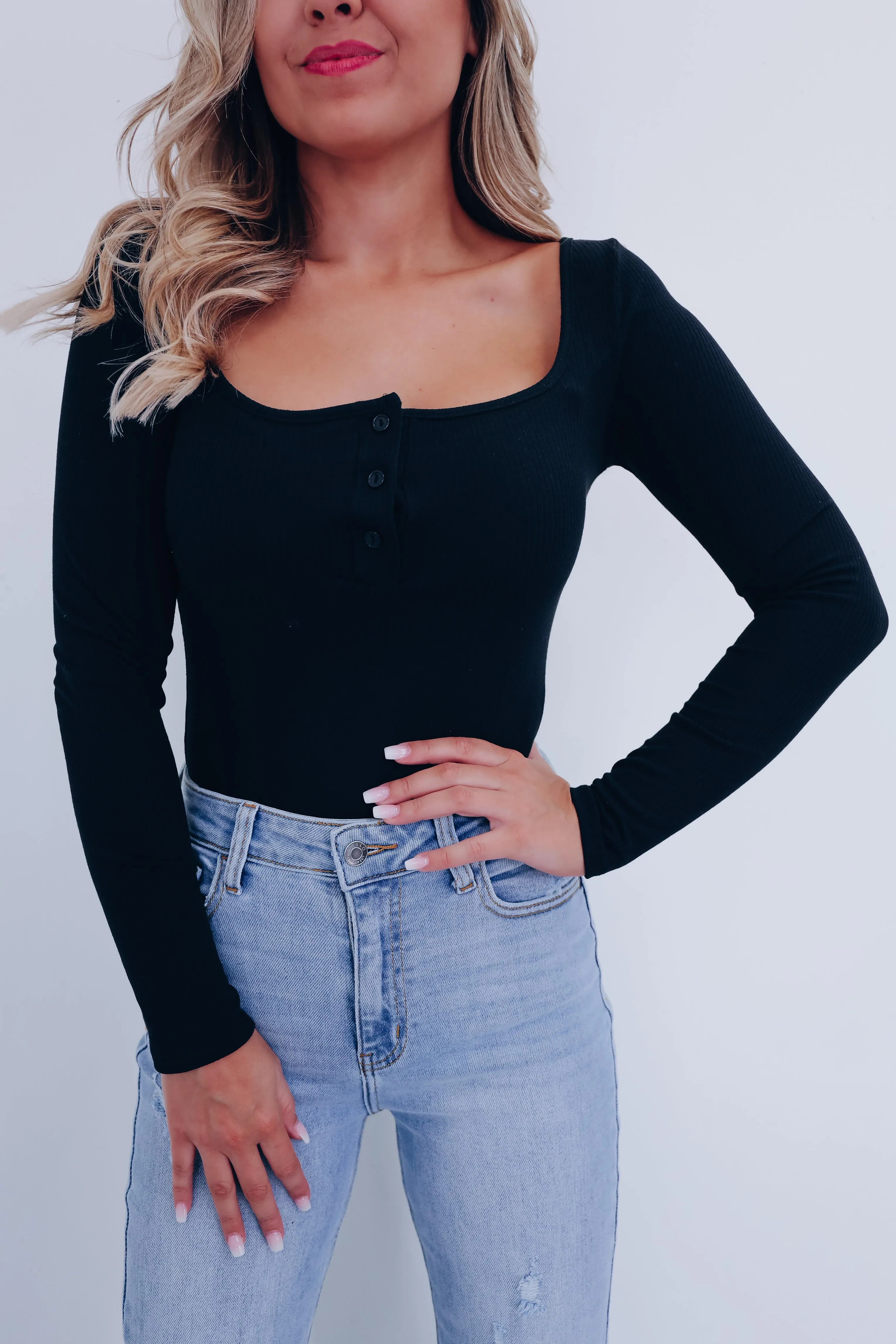 Eli Essential Ribbed Bodysuit - Black