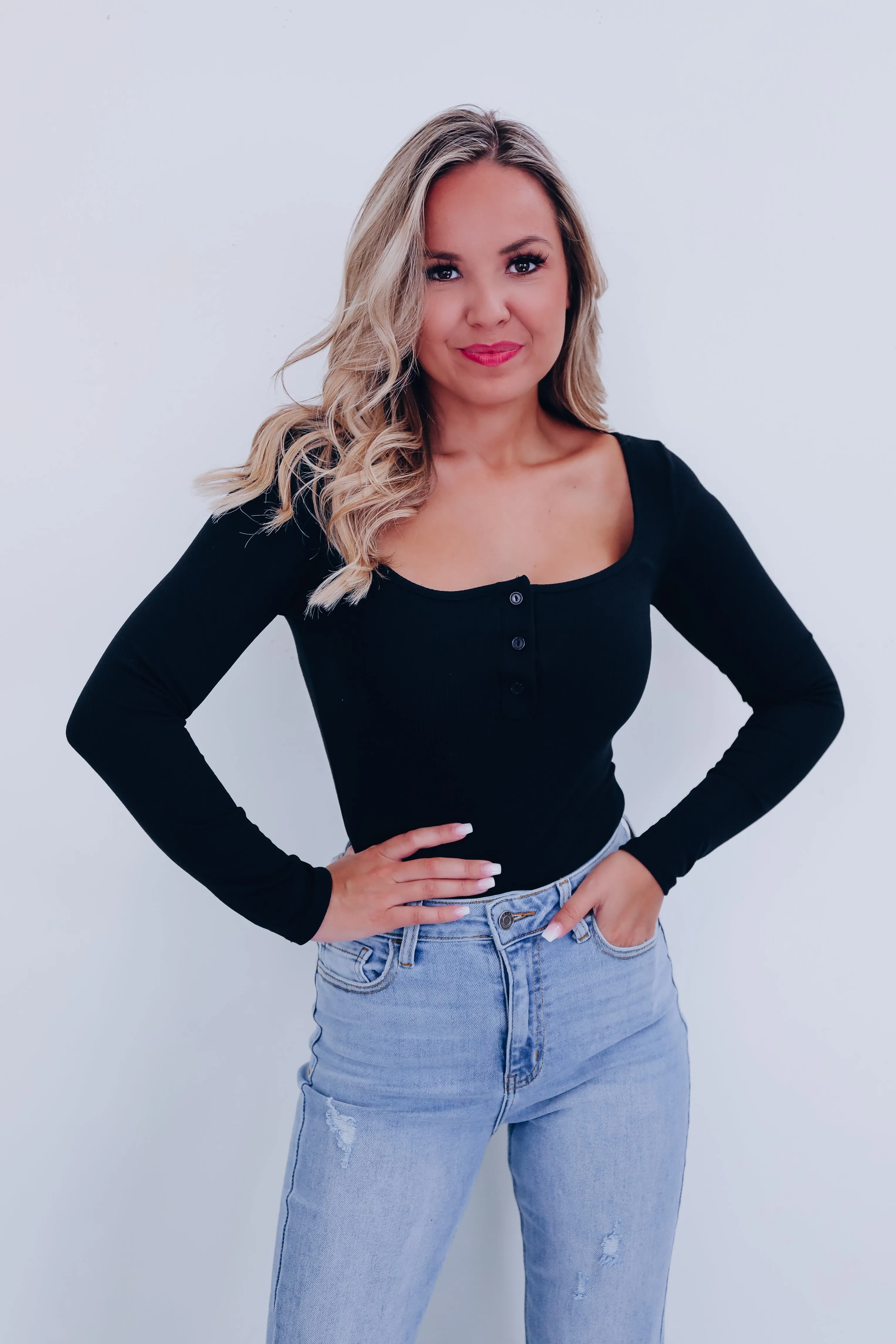 Eli Essential Ribbed Bodysuit - Black