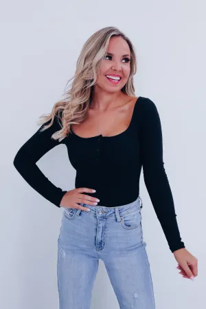 Eli Essential Ribbed Bodysuit - Black