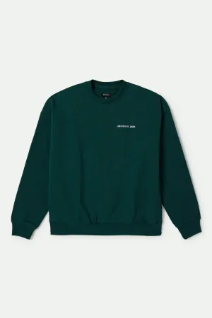 Embroidered Heavyweight Oversized Crew - Deep Emerald