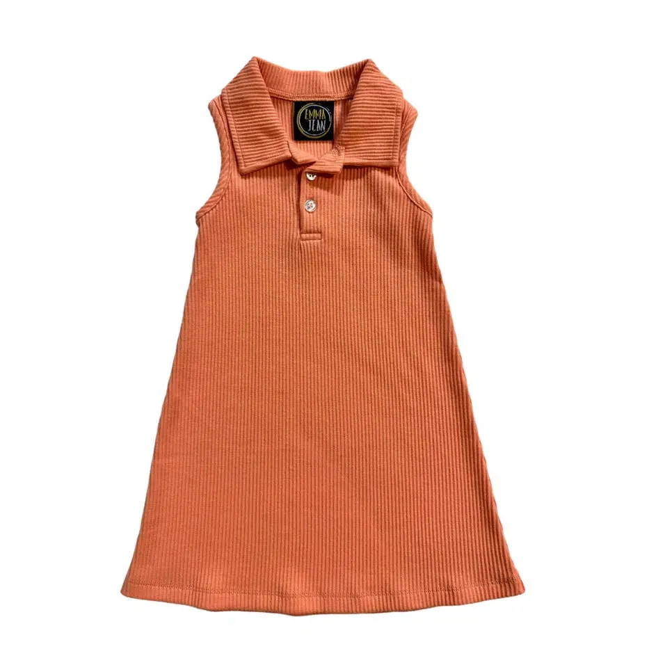 Emma Jean Kids Tangerine Ribbed Aubrey Tank Dress