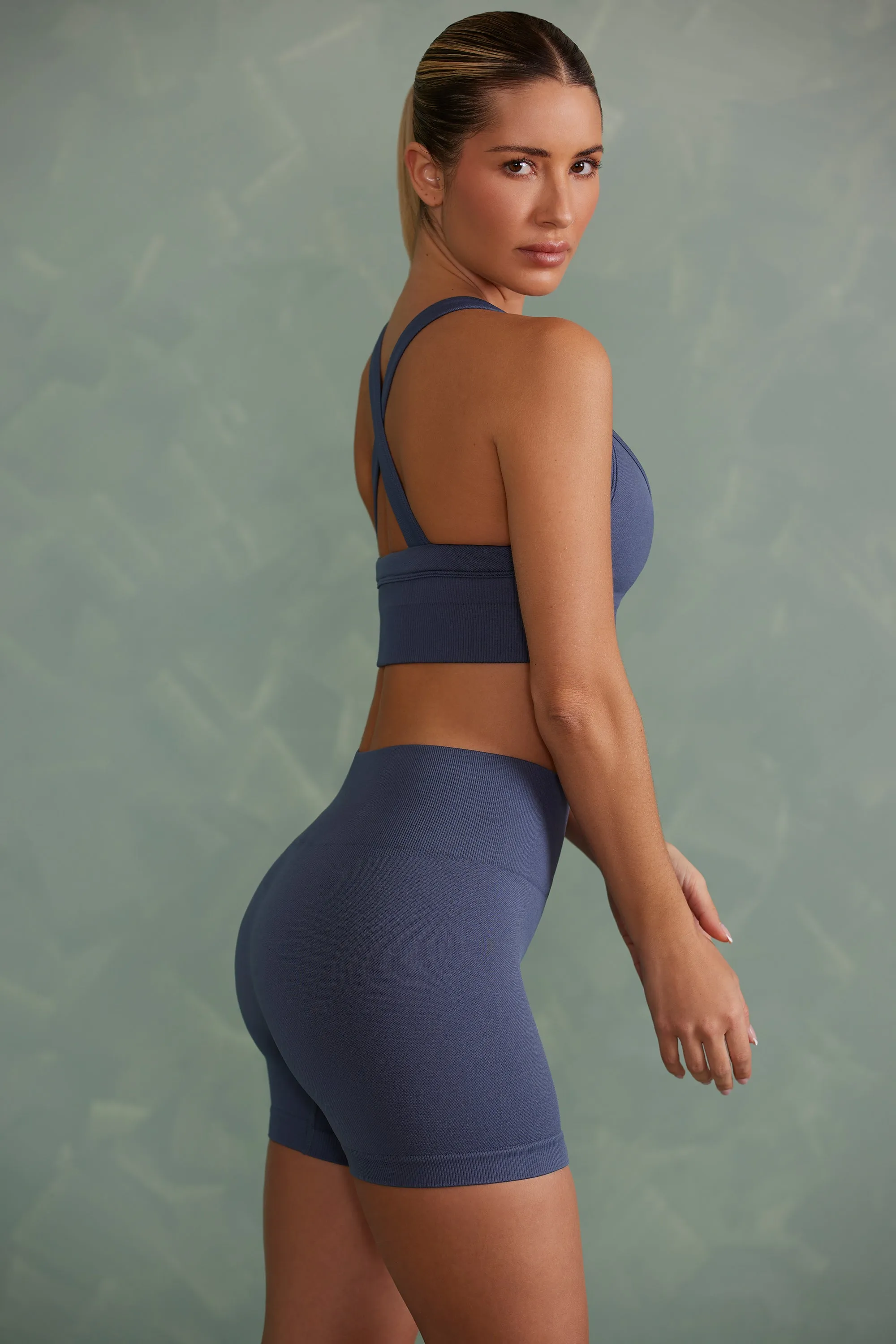Endurance - Super Sculpt Mini Shorts in Steel Blue