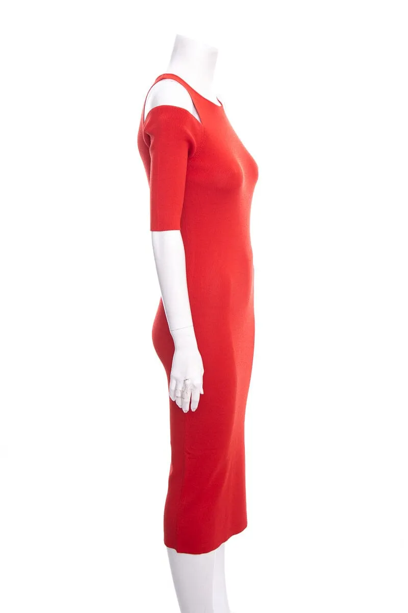 Equipment Red/Orange Ribbed Cold Shoulder Dress SZ M NWT