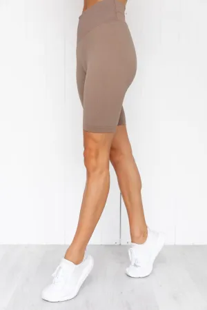 Espresso Ribbed Seamless Bike Shorts