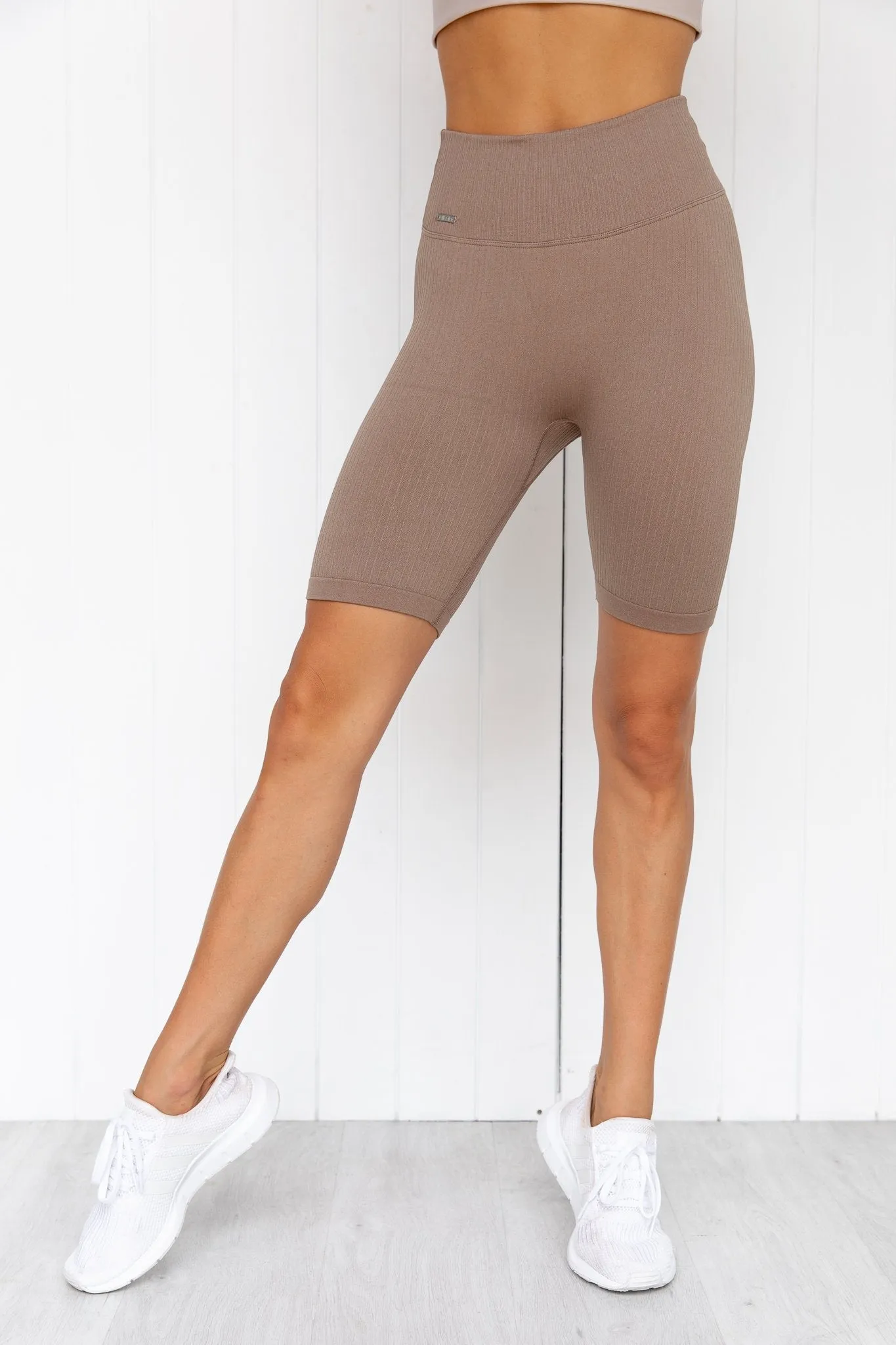 Espresso Ribbed Seamless Bike Shorts