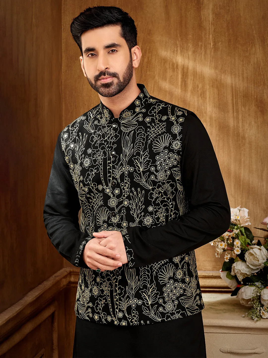 Ethnic Charm  Black Kurta Set with Intricate Embroidery