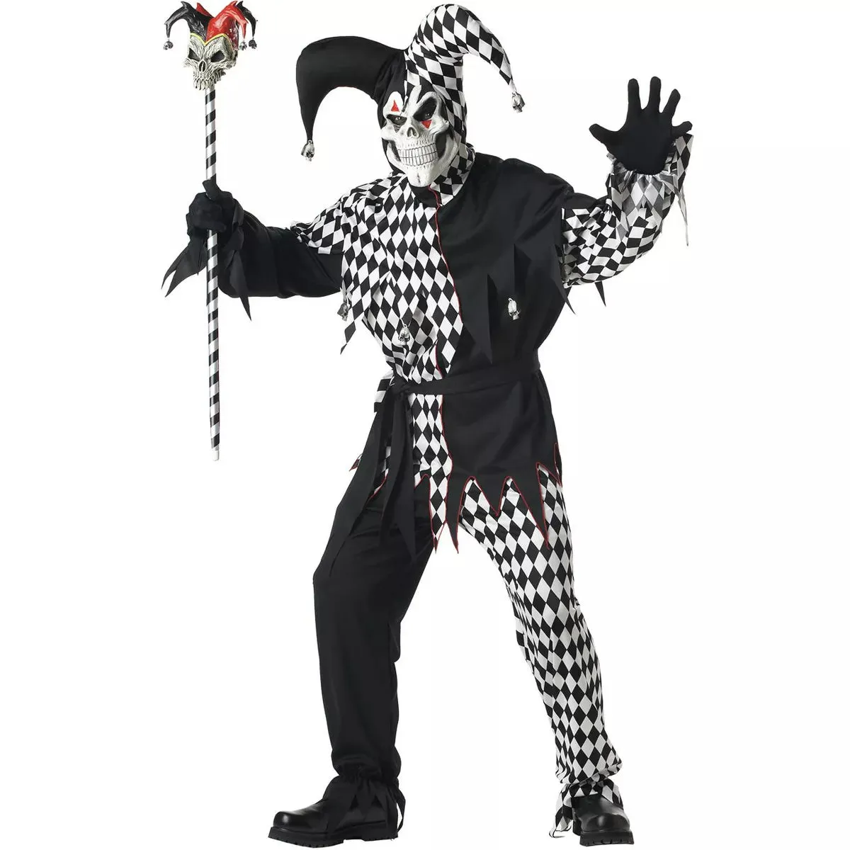 Evil Jester Men's Costume (Black/White)