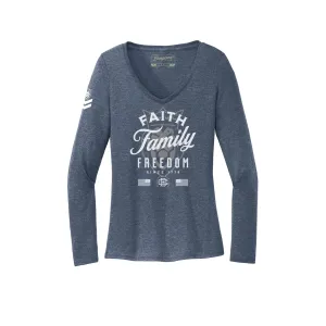 F3 Heather Denim Ladies Long Sleeve T-Shirt
