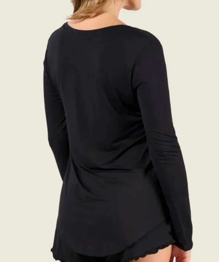 Faceplant Dreams Long Sleeve Pajama Shirt - Black
