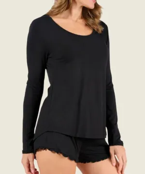 Faceplant Dreams Long Sleeve Pajama Shirt - Black