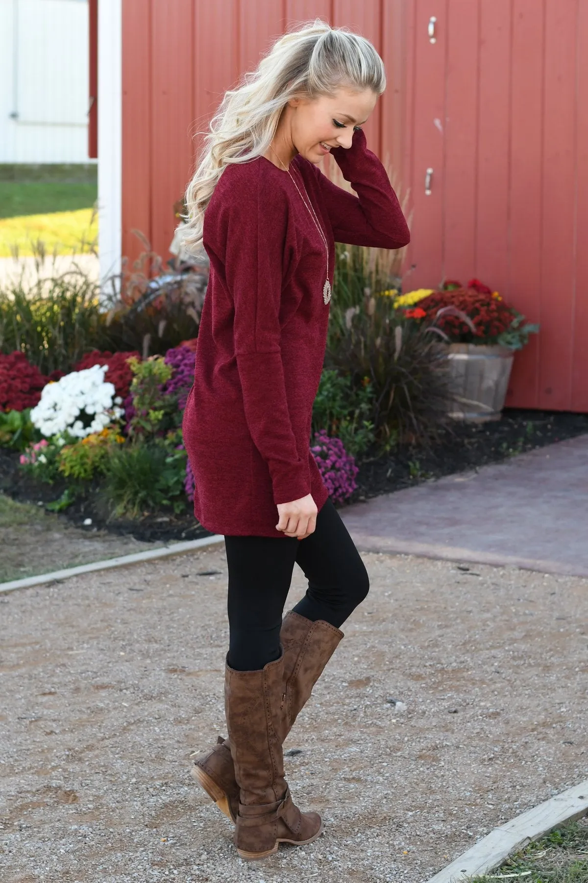 Fall Feels Burgundy Tunic Top